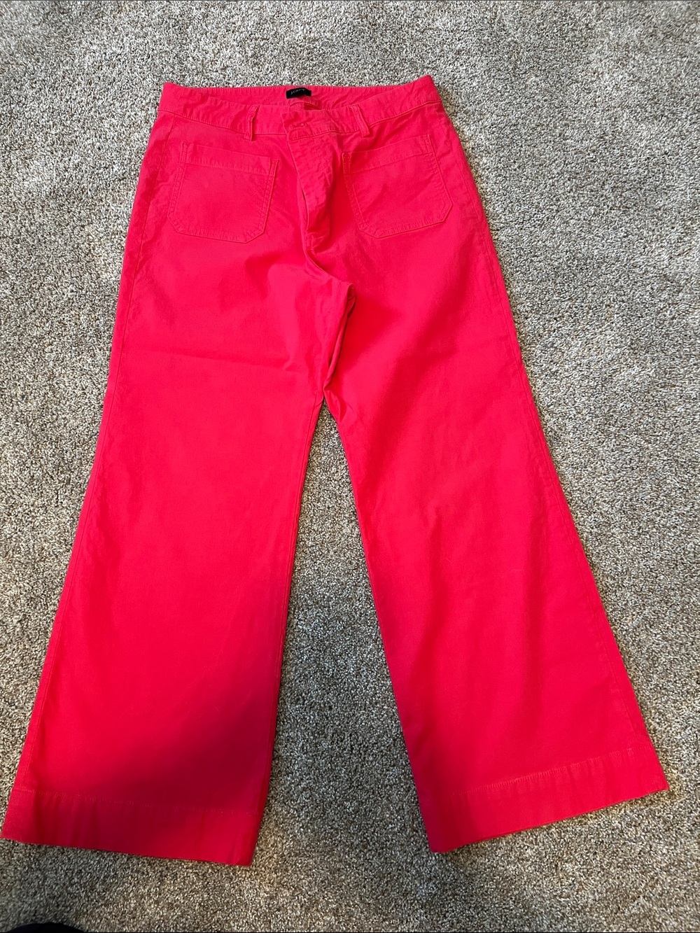 J. Crew Vibrant Pink-Red Trousers, high waisted, 4-way stretch, wide leg, 31P